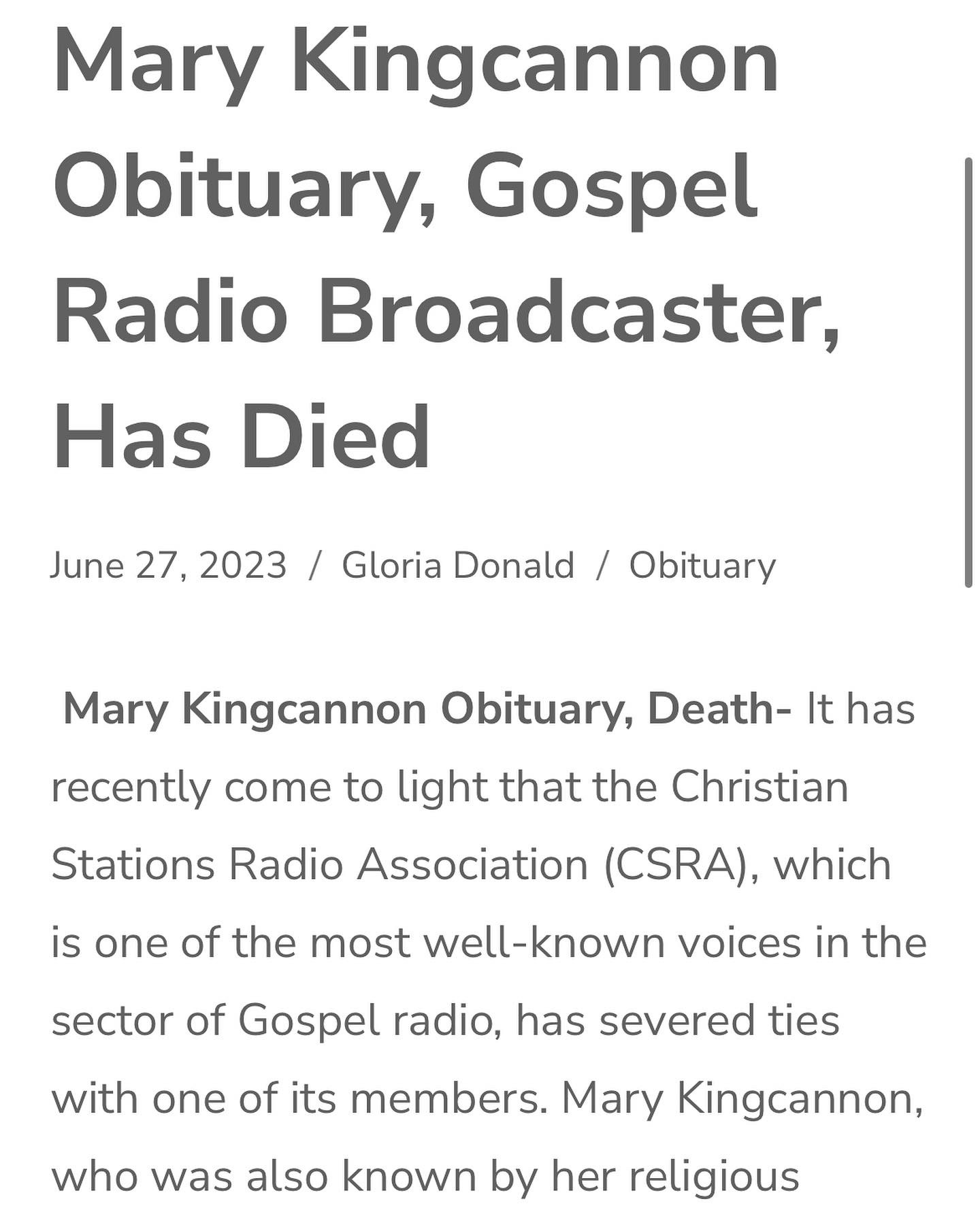 Gospel Radio Broadcaster, Has Died